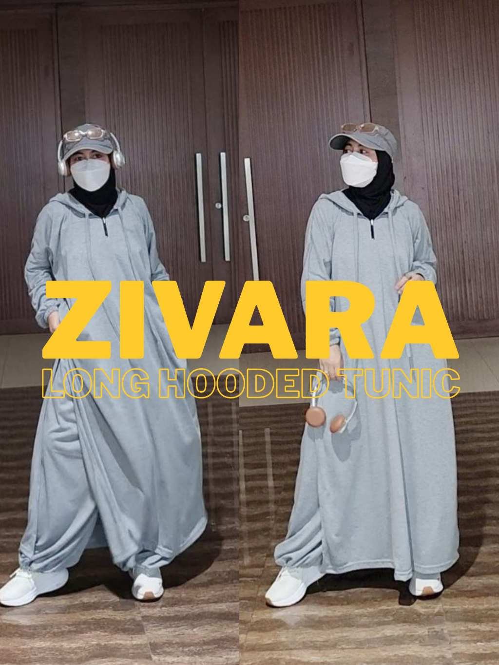 ZIVARA LONG TUNIK HOODIE belah samping