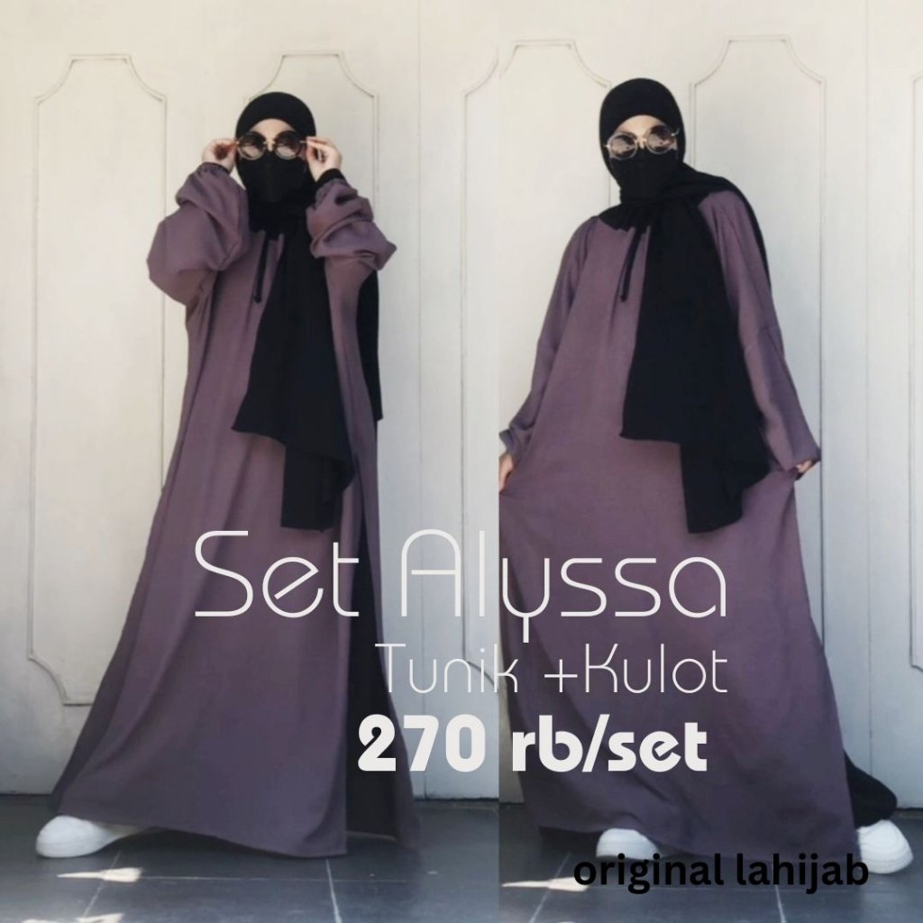 ALYSSA SET-long tunik belah samping panjang