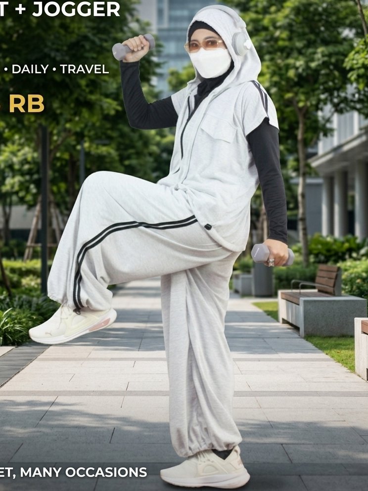 MYRA SET (VEST+JOGGER) Setelan wanita Vest + Jogger aktif daily travel - Image 2