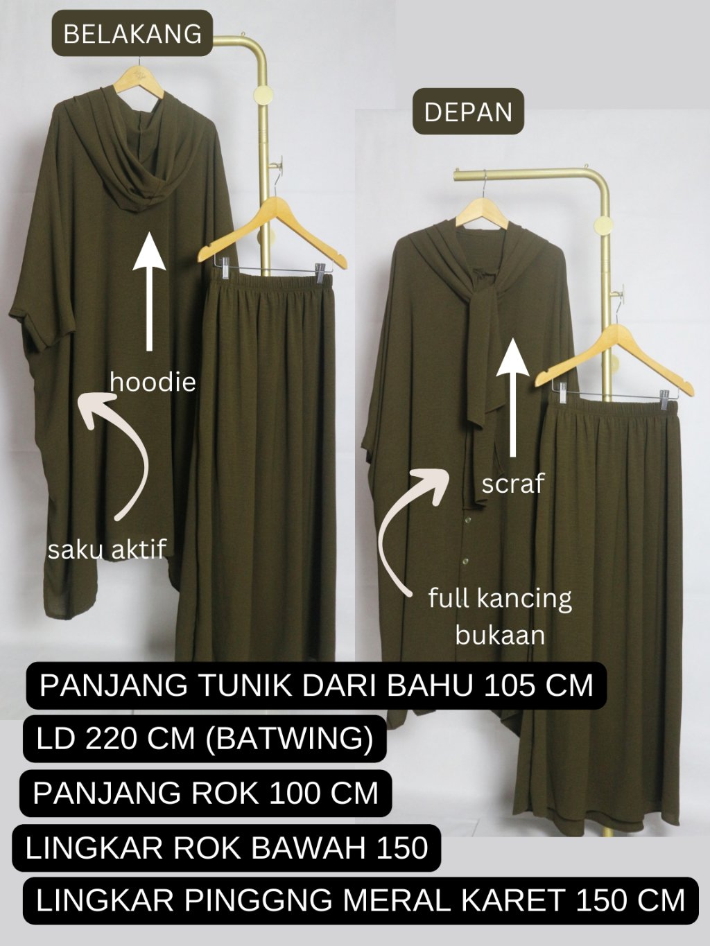 NUHA HOOD SCARF/ One Set Tunik Melayu/ Tunik Jumbo/Abaya Set - Image 4